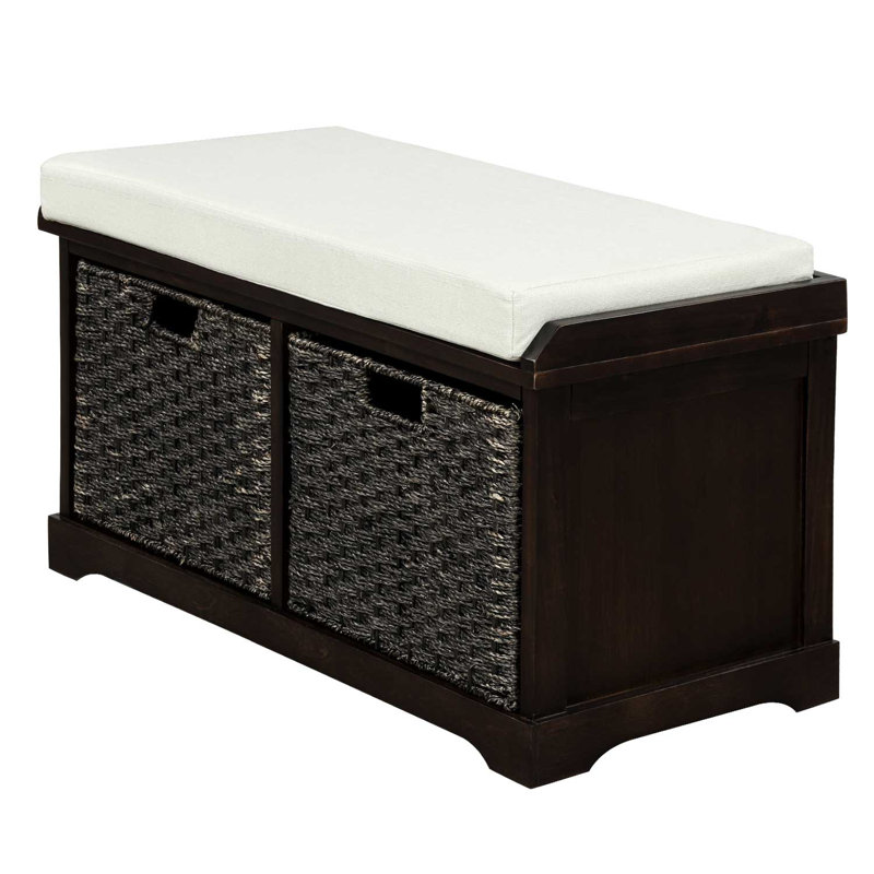 Longshore Tides Rustic Storage Bench With 2 Removable Classic Fabric